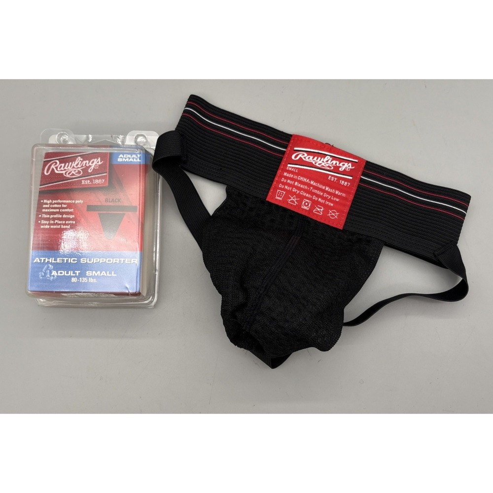 New Rawlings Jockstrap Athletic Supporter Black size S Adult 80-135 lbs